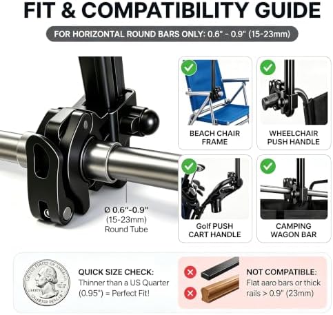 Dual Clamp Umbrella Holder for Wheelchair, Beach & Lawn Chairs - Image 2