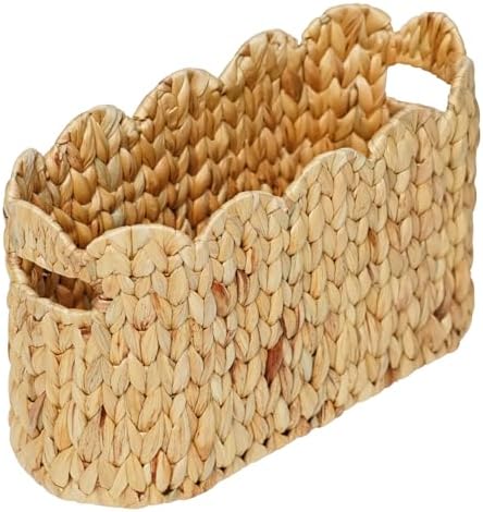 Coeusy Toilet Paper Basket, Scalloped Wicker Basket for Bathroom Organizer by WEAVECOMFORTINTOEVERYCORNER