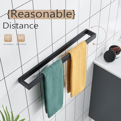 KOKOSIRI Towel Bar Matte Black Bath Towel Holder 24-Inch Kitchen Rack Stainless Steel for Bathroom Hardware Wall Mounted, 1 Pack B4008BK-L24 - Image 4