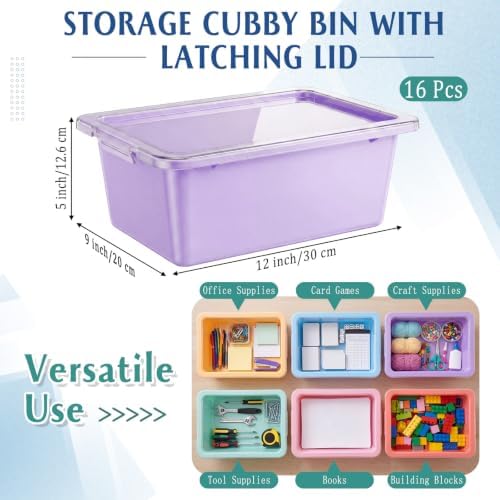 10 Pcs Classroom Storage Cubby Bins with Latching Lid,Macaron - Image 2