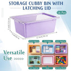10 Pcs Classroom Storage Cubby Bins with Latching Lid,Macaron - Image 2