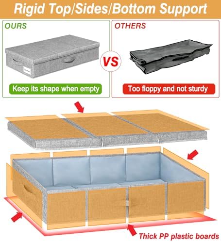 punemi 6 in Tall Under Bed Storage Containers with Firm Sides, 3Pack, Grey - Image 4