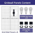 WELLCO 8 Pack Grid Wall Panels 15.7"x 11.8" Gridwall for Any Retail Display, Portable and Assembled Wall Grid with Extra Joining Clips and Hooks, Black - Image 4
