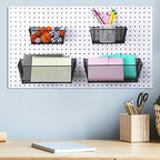 Sieral 4 Pcs Metal Pegboard Baskets Wire Organizer, Large, Black - Image 5