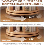 Muwuele 4 Tier Solid Wood Rotating Bookshelf Tower on Wheels, Natural - Image 5