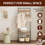 3-in-1 Entryway Coat Rack Hall Tree with Shoe Storage Bench - Brown - Image 4