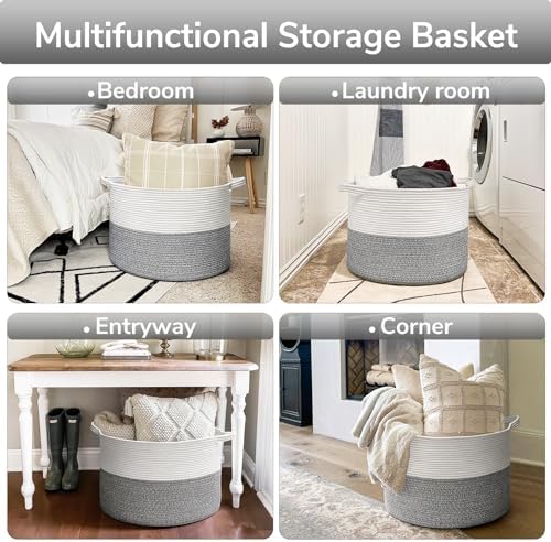 Goodpick Woven Blanket Basket Living Room, Toy Bin for Playroom, 85L - Image 3