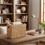 StorageWorks Scalloped Magazine Basket, Wicker Magazine Holder, Book Basket - Image 6