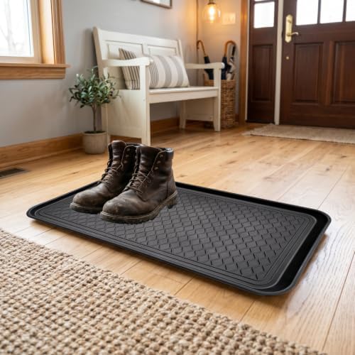 8 Pcs Multi Purpose Boot Tray Pet Feeding Mat Anti Slip Waterproof Protection Shoe Mat for Indoor Outdoor(Black, 30 x 15 x 1.2 inch) - Image 5