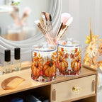 MNSRUU 4 Pack Qtip Holder Organizer Dispenser Autumn Pumpkin Bathroom Storage Canister Cotton Ball Holder Bathroom Containers for Cotton Swabs/Pads/Floss - Image 3