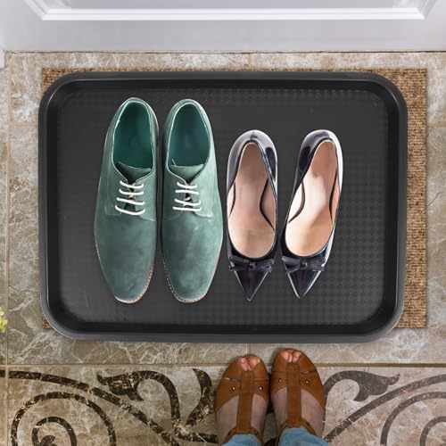 Yardwe Black Plastic Boot Tray - Multi-Purpose Waterproof Shoe Mat for Indoor and Outdoor Use, for Entryways, Mudrooms, and Pet Bowls - Image 4
