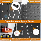 Peg Board, 84pcs Metal Pegboard Kit, Includes 4 Pack 24''X12'' Large Black Peg Board with Accessories and Hook Locks, Heavy Duty Peg Boards for Walls Home, Garage Tool Storage, Workbench - Image 6