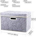 PRANDOM Collapsible Storage Boxes with Lids Fabric Decorative Storage Bins Cubes Organizer Containers Baskets with Cover Handles Divider for Bedroom Closet Living Room 14.9x9.8x9.8 Inch 3 Pack - Image 5