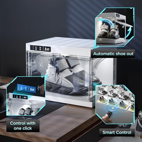 ANTBOX Shoe Organizer LED Smart Control,Auto-Shoe Boxes Clear Plastic Stackable for Sneaker Display Case and Collection Crate,Auto-Opening Shoe Storage Box (1pack) White - Image 4
