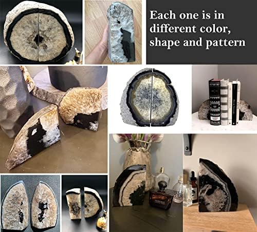 Agate Geode Stone Bookends Heavy Duty Crystal Book Holders Decorative - Image 7