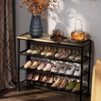 4-Tier Metal Shoe Rack with Wood Top - Durable & Space-Saving Shoe Organizer,Industrial Shoe Organizer Shelf Bench Storagefor Closet Entryway, Bedroom & Hallway - Gray + Black 28.5 W × 25.5" H - Image 7
