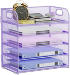 5-Tier Stackable Paper Organizer with Handle, Purple by Kinkota