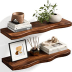 Organic Wavy Edge Floating Shelves,Hidden Brackets,2 Pack 24 in by Unknown