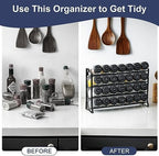 AOZITA Spice Rack Organizer for Cabinet, Spice Organizer with 28 Empty Spice Jars with Black Lids, Funnel, Spice Labels, Seasoning Organizer for Countertop, Cabinet, Kitchen, Pantry, Cupboard - Image 5