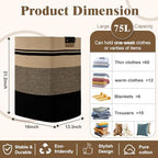 Laundry Hamper, 75L Tall Laundry Basket with Leather Handles, Rectangle Large Clothes Hamper for Organizing, Cotton Woven Laundry Baskets Storage Hampers for Bedroom, Nursery, Living Room - Image 3