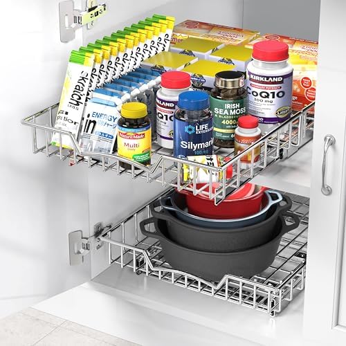 Simple Houseware Under Cabinet Pull Out Sliding Shelf Drawer, 21Dx14W - Image 5