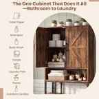 Over The Toilet Storage Cabinet,31" W Bathroom Organizer, Brown - Image 5