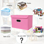 STOREONE Fabric Storage Cube Bins Foldable Organizer Container Collapsible Basket with Lids and Metal Handles, for Home, Bedroom, Closet 6 Pcs (Pink) - Image 3