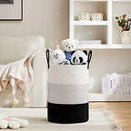 VIPOSCO 72L Tall Woven Laundry Basket Hamper, White Black - Image 2