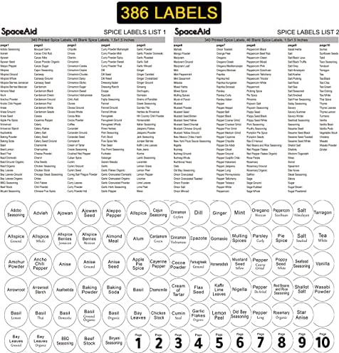 SpaceAid Spice Rack Organizer with 21 Spice Jars, 386 Spice Labels, Chalk Marker and Funnel Set for Cabinet, Countertop, Pantry, Cupboard or Door & Wall Mount - 21 Jars, 13.4" W × 9" H, White - Image 5