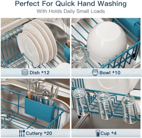 MAJALiS Blue Expandable Dish Drying Rack Over Sink with Extra Drying Mat - Image 7