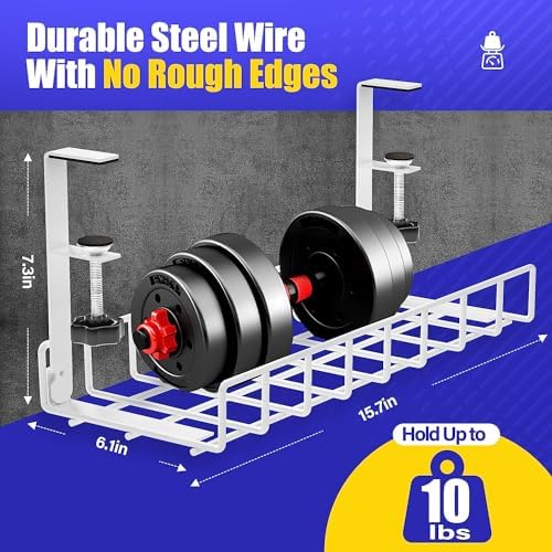 Under Desk Cable Management Tray 2 Pack, Xpatee Upgraded Wire Management No Drill No Screws, Cable Tray with Clamp for Wire Organizers, Computer Cord Rack for Office, Home - No Damage to Desk White - Image 5