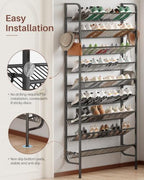 9-Tier Freestanding Shoe Rack, Metal Shoe Shelf Holds 36 Pairs - Image 4