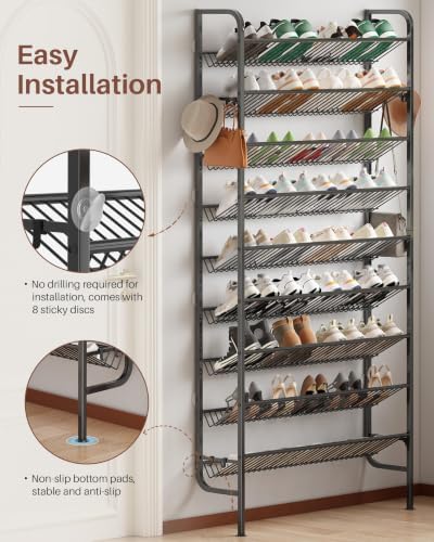 9-Tier Freestanding Shoe Rack, Metal Shoe Shelf Holds 36 Pairs - Image 4