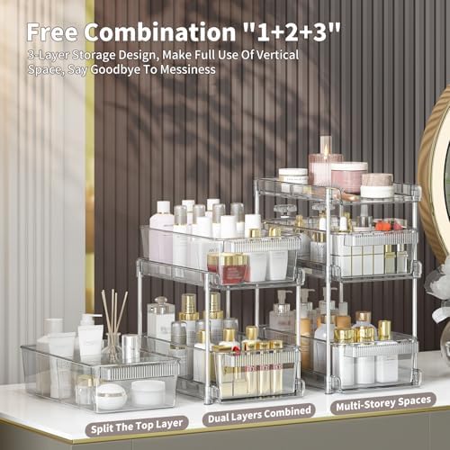 WAKISA 2Pcs Pull Out Organizer and Storage with Cups and Removable Dividers - Image 2