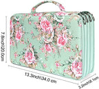 Vomgomfom 300 Slots Marker Case 4-Layer PU Leather, Handle, Grenn Rose - Image 2