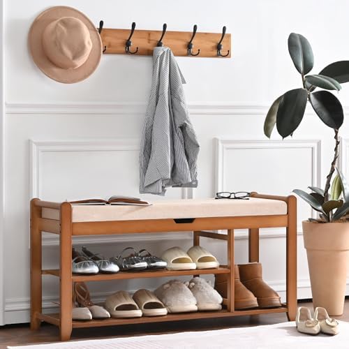 39.4in Shoe Bench with Coat Rack, Entryway Shoe Rack Organizer for Hallway by Homman