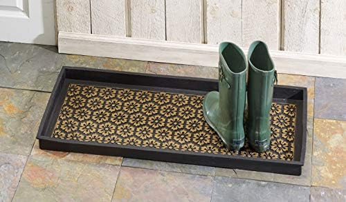 HF by LT Layla Design Deluxe Rubber Boot Tray, 34 x 14 inches, Heavy Duty Vulcanized Rubber, One-Piece Seamless Construction, Year Round Use Indoors or Outdoors, Black with Brushed Brass Finish - Image 3
