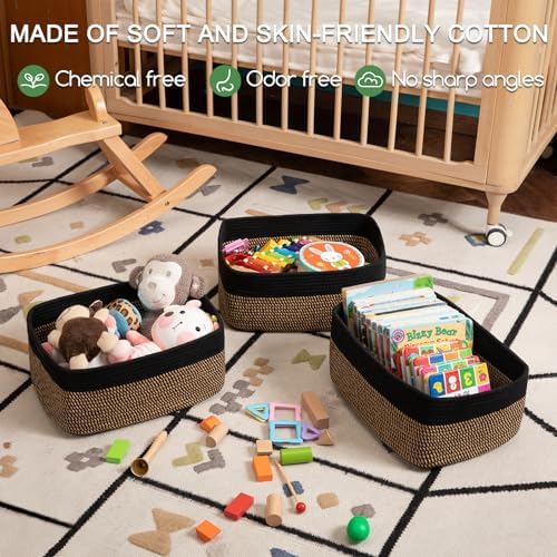 OIASKET Storage Baskets for Organizing 3 Pack, Woven Baskets for Shelves, - Image 3