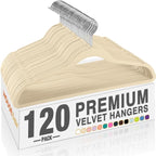 HOUSE DAY Beige Velvet Hangers 120 Pack, Premium Non Slip Clothes Hanger by HOUSEDAY