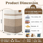 Laundry Hamper, 85L Tall Laundry Basket with Leather Handles, Rectangle Large Clothes Hamper for Organizing, Cotton Woven Laundry Baskets Storage Hampers for Bedroom, Nursery, Living Room - Image 3