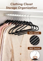 HOUSE DAY Black Velvet Hangers 50 Pack - Non Slip Felt Hangers, No Wrinkles - Image 6