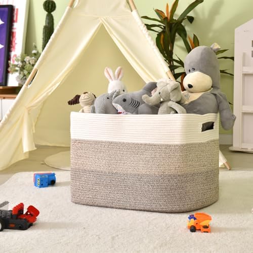 ICERZCZ Extra Large Blanket Basket for Living Room Gradient Brown 25x16x16 - Image 6