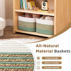 UBBCARE 2 Pack Baskets for Organizing, Woven Storage Baskets for Toys and Towel, Rectangle Cotton Rope Basket with Handles, 14''L x 8''W x9''H, Green - Image 5