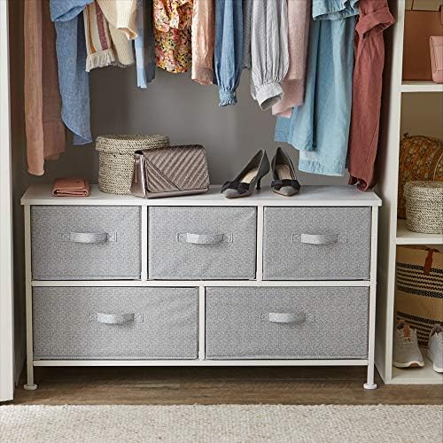 Amazon Basics Extra Wide Fabric 5-Drawer Storage Organizer Unit for Bedroom Closet, White - Image 2