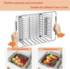 NiuYichee Stainless Steel Dish Drying Rack(15" L X 12.6" W X 4.7" H), Expandable Fruit & Vegetable Drain Rack Over Sink, Dish Drainer Rack in Sink, with Utensil Holder & Silicone Mat(16") - Image 5