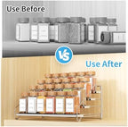 BOIVSHI Spice Organizer for Cabinet, Adjustable Depth Spice Shelf - Chrome - Image 3