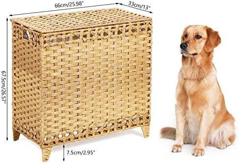 Laundry Hamper with 3 Removable Liner Bags, 132L Laundry Sorter with Lid - Image 7