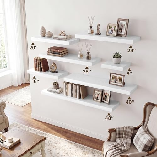 RICHFOCUS 8Inch Square Floating Shelves for Wall 4Pack|White - Image 6