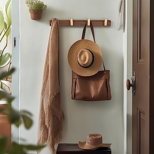 Wall Mounted Coat Rack, Metal Wood with 4 Hooks - Image 6