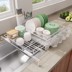 Runnatal Large Dish Drying Rack, Extendable Dish Rack Over Sink by Runnatal